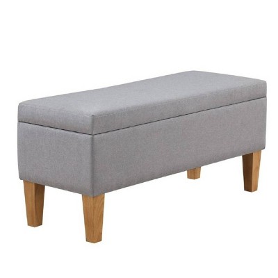 Mico 45" Gray Fabric Upholstered Storage Ottoman Bench