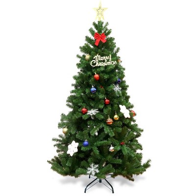 Costway 6Ft PVC Christmas Tree Encryption Hinged Metal Stand Green