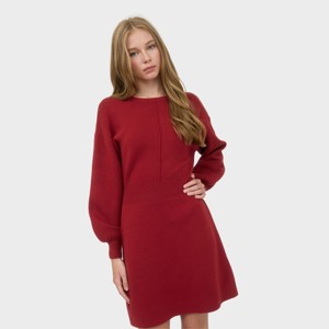 August Sky Women's Ribbed Waist Sweater Dress with Back Tie - 1 of 4