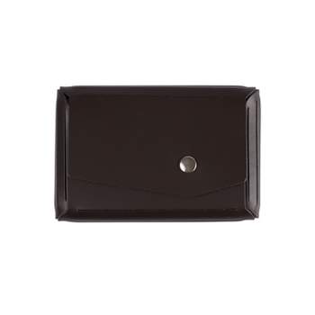 JAM Paper Italian Leather Business Card Holder Case with Angular Flap Dark Brown Sold Individually