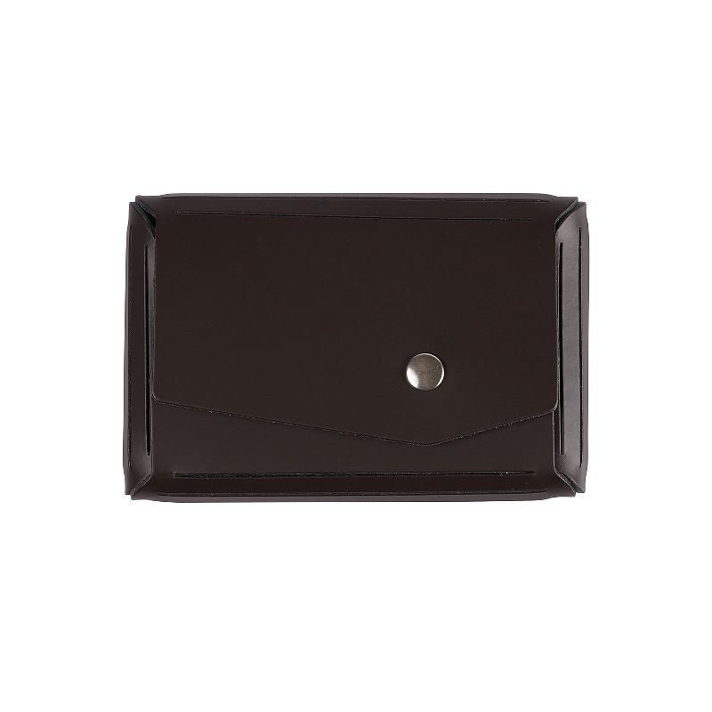 JAM Paper Italian Leather Business Card Holder Case with Angular Flap Dark Brown Sold Individually, 1 of 5