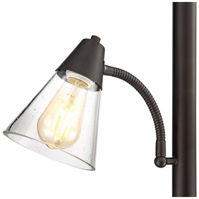 Adjustable Tiger Bronze Edison Floor Lamp with Seedy Glass Shades