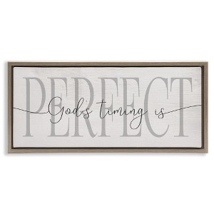 Stupell Industries God's Timing is Perfect Phrase Floating Frame Canvas Art, Brown, 31" x 14" - 1 of 4