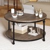 Whizmax Round Coffee Table for Living Room Rustic Center Table with Storage Shelf - 3 of 4