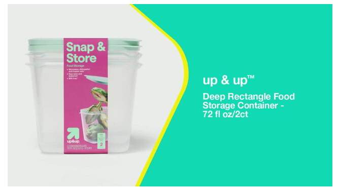 Deep Rectangle Food Storage Containers - 72 fl oz/2ct - up &#38; up&#8482;, 2 of 5, play video