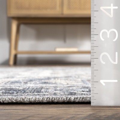 Light Gray Synthetic Washable Rectangular Area Rug with Fringed Ends