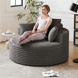 50'' Corduroy Sleeper Chair Sofa, Fluffy Single Modular Couch with Cylindrical Pillow, Modern Lounge Seating for Living Room, Bedroom, or Studio - 1 of 4