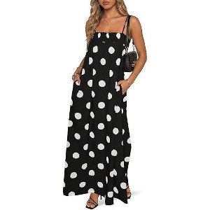 spaghetti strap maxi dress casual Eternal Blue Love Women Summer Flowy Maxi Dress Casual Sleeveless Spaghetti Strap Ruffle Beach Long Dresses, Women's, Size: Small