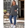 Women's Plus Size Ruffled Hem Crew Neck Long Sleeve Flowy Casual Tunic Tops with Pockets - Agnes Orinda - 3 of 4