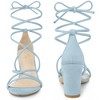 Perphy Women's Faux Suede Open Toe Lace Up Strappy Chunky Heel Sandals - 3 of 4
