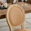 Set of 2 Beige French Style Solid Wood Frame Antique Painting Linen Fabric Back Dining Chair - 3 of 4