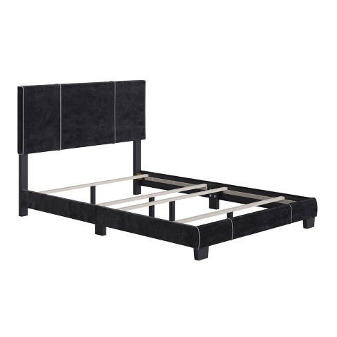 Queen Lucena Velvet Upholstered Bed Frame Black - Boyd Sleep Eco Dream: Contemporary Style, Soft Velour Fabric, Solid Wood Legs, Easy Assembly - image 1 of 4