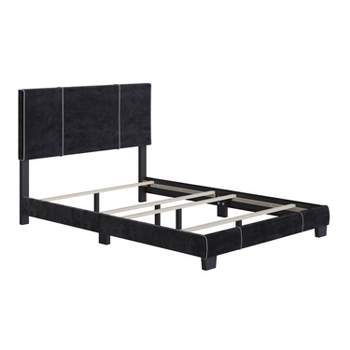 Queen Lucena Velvet Upholstered Bed Frame Black - Boyd Sleep Eco Dream