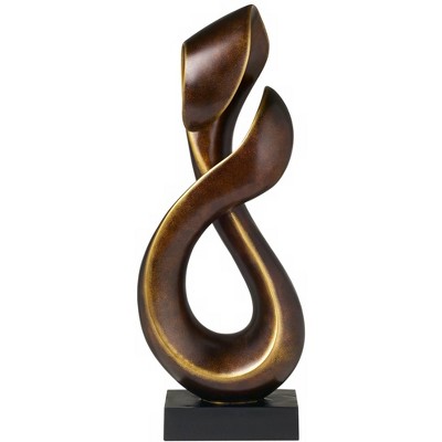Dark Gold Resin Infinity Sculpture with Black Stand