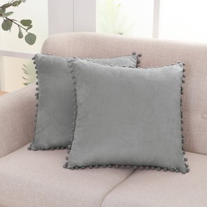 Deconovo Velvet Pom-Pom Pillow Covers 2-Pack – Multiple Sizes (Cover Only) - 1 of 4