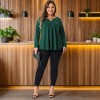 Agnes Orinda Women's Plus Size Long Sleeve V Neck Pleated Fall Casual Tunics Blouses - 3 of 4