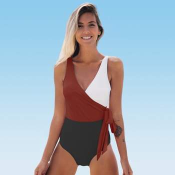 Women's Color Block Tie Side One Piece Swimsuit - Cupshe