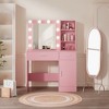 HYLEORY Vanity Desk Table with Mirror, Power Outlet and 10 Lights, Makeup Table with 3 Drawers,3 Color Modes Available for Bedroom-HYLEORY - 2 of 4