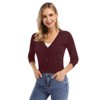 Clearlove Women's Cropped Bolero Cardigan – 3/4 Sleeve V-Neck Basic Classic Casual Button Down Knit Soft Sweater Top - 2 of 4