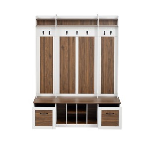 Cesicia 58.8'' Wide Hall Tree with Entryway Bench with Coat Rack, 7 Sturdy Hooks, 2 Spacious Drawers and Adjustable Shelves - 1 of 4