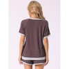 cheibear Women's Short Sleeve Sleepwear with Pockets Casual Short Pajama Sets 2 Pcs - 3 of 4
