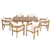 7 Piece Acacia Wood Outdoor Patio Dining Set,67'' Wood Dining Table and 6 Dining Chairs Set,6 Seater Garden Dining Set with Cushions-Coolbibila - 2 of 4