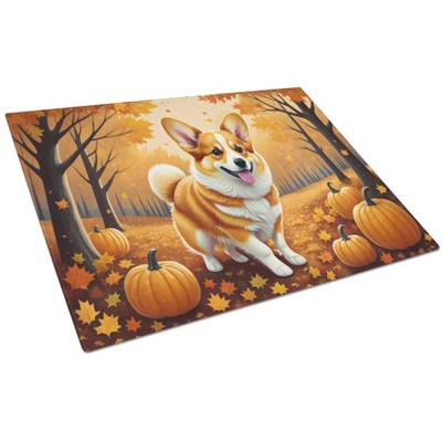 NEW Corgi Fall Glass Cutting Board Decorative Tempered Glass Kitchen Cutting and Serving Board Large Size Chopping Board
