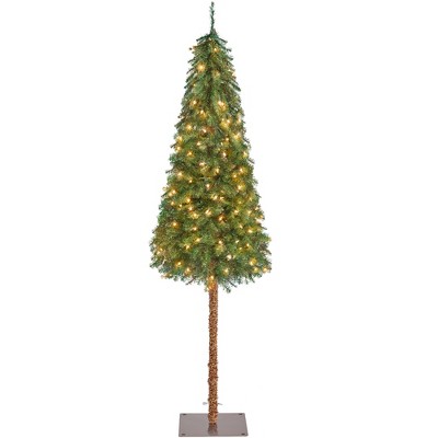 Yaheetech 6Ft/7.5Ft Pre-Lit Slim Pencil Christmas Tree for Home Party