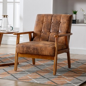 MOONMISS Mid-Century Modern Accent chair，Leisure Chair with Solid Wood Armrest and Feet,for Living Room Bedroom Studio chair - 1 of 4