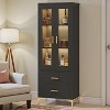 Hommoo Freestanding Storage Cabinet with LED Light, Doors & 2 Drawers - 3 of 4
