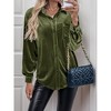 Women Velvet Shirts Classic Button Down Shirts Velvet Tops with Pocket Velvet Shackets Christmas and Holiday Season Outfits - 2 of 4