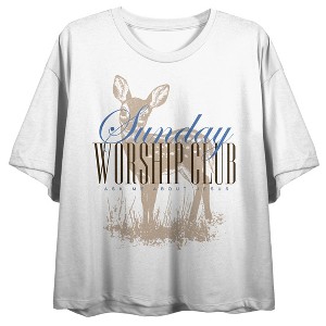 Sunday Worship Club on White Short Sleeve Adult Crop T-Shirt - 1 of 3