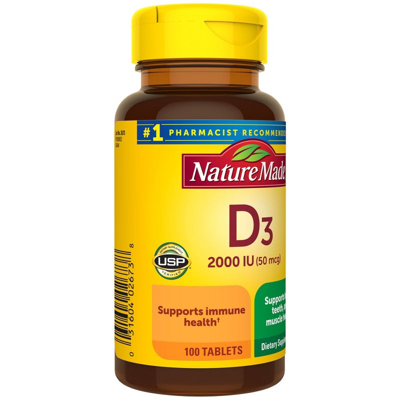 Nature Made Vitamin D3 2000 IU (50 mcg) Tablets for Muscle, Teeth, Bone & Immune Support Supplement, 5 of 10
