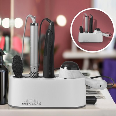 White Wall Mount Hair Dryer and Tool Organizer