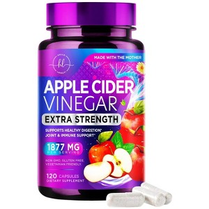 Apple Cider Vinegar Pills from the Mother - 1877mg of ACV with Vitamin D3 & Zinc, Non-GMO & Gluten Free, ACV Supplement for Digestion - 120 Capsules - 1 of 4