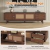 Modern TV Stand for TVs Up to 80", Entertainment Center with Rattan Sliding Doors, 2 Drawers, Solid Wood Legs, Storage Media Console -Dark Brown - 4 of 4
