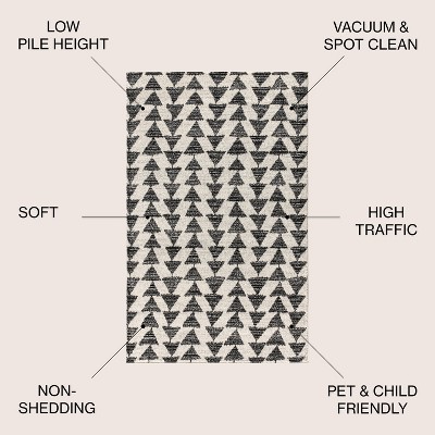 Aisha Cream and Black Synthetic Square Area Rug, 3' Size