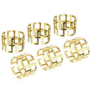Unique Bargains Metal Hollow Out Wear Resistant Decorative Napkin Rings 6 Pcs - 1 of 4
