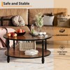34.5"/30.5" Round Coffee Table, 2 Tier Center Table with Storage Shelf, Wooden Industrial Circle Coffee Table with Metal Frame, Rustic Brown - 3 of 4