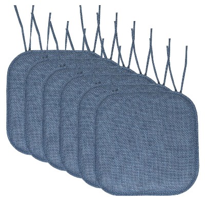 Herringbone Stitch Memory Foam Non-Slip 16" x 16" Chair Cushion Pad with Ties by Sweet Home Collection®