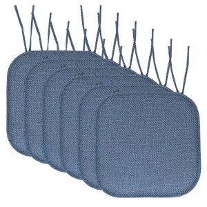 Herringbone Stitch Memory Foam Non-Slip 16" x 16" Chair Cushion Pad with Ties by Sweet Home Collection® - 1 of 4
