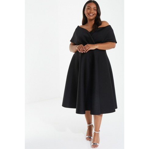 Plus Size Scuba Bardot Skater Midi Dress : Plus Size Scuba Bardot ...