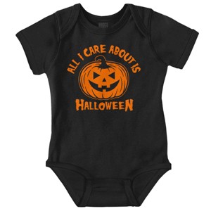 All I Care About is Halloween Pumpkin Baby Romper Boys or Girls Brisco Brands - 1 of 4