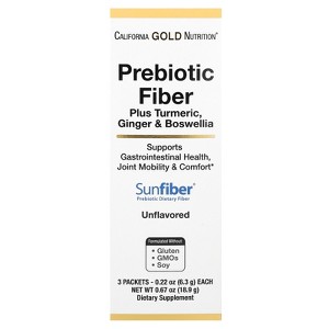 California Gold Nutrition Prebiotic Fiber Plus Turmeric Extract, Organic Ginger Extract and Boswellia Extract , 3 Packets, 0.22 oz (6.3 g) Each - 1 of 3