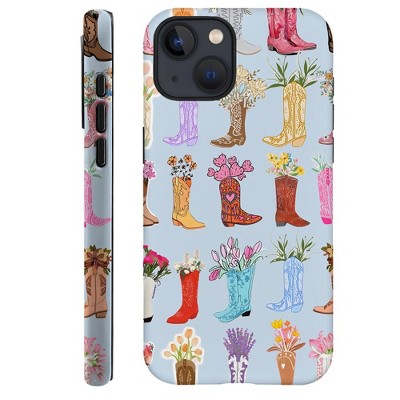 BONGEEK Generic Case Compatible with iPhone 15,Scratch Resistant Hybrid 2-Layer Hard Shell Phone Case,Cowgirl Boots Western Flower Aesthetic