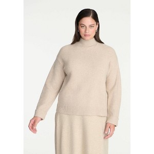 ELOQUII Elements Women's Plus Size Cuffed Mock Neck Sweater - 1 of 2