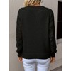 Womens Sweater Tops V Neck Hollow Long Sleeve Knit Pullover Top - 2 of 4