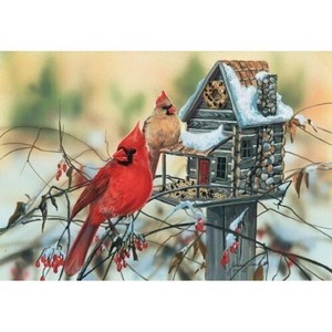 Sunsout Cardinal's Rustic Retreat 500 pc   Jigsaw Puzzle 30624 - 1 of 4