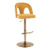 LumiSource Set of 2 Ava Adjustable Barstools Gold/Yellow Fabric - 2 of 4
