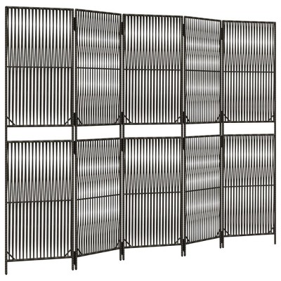 vidaXL Room Divider 5 Panels Gray Poly Rattan